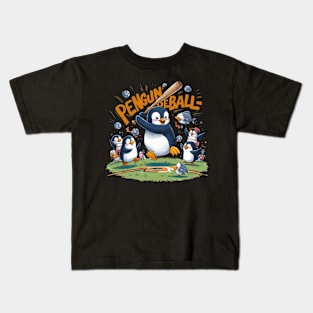 the world of penguin baseball Kids T-Shirt